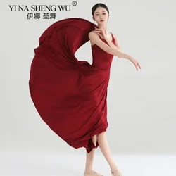 Traje de performance de dança clássica com suspensório, vestido grande de balanço, estilo chinês moderno, traje de dança de balé para mulheres