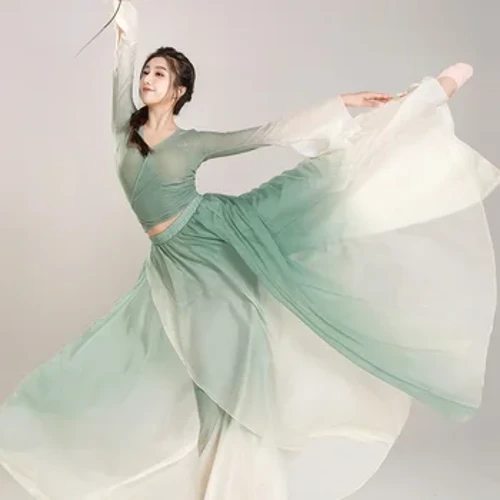 Träningskläder för klassisk dans Elegant fekostym för kvinnor National Hanfu Klassiska dansdräkter Fairy folkdanskläder