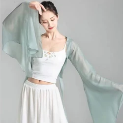Chiffongopp Hanfu-kostyme Nasjonal kvinnelig kinesisk klassisk dansedrakt Elegant praksis Sexy topper Performance-klær