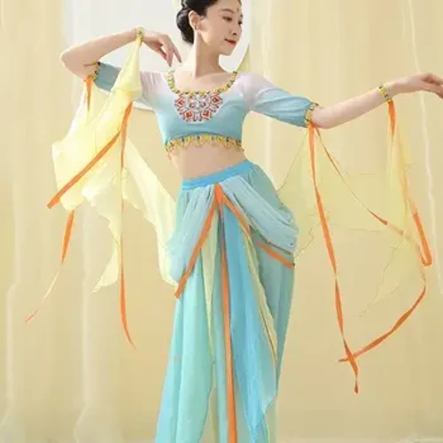 Klassisk dans Träning Performance Dräkt Dunhuang Danskläder Elegant klassisk kinesisk stil Kostym Danskostymer Kvinna