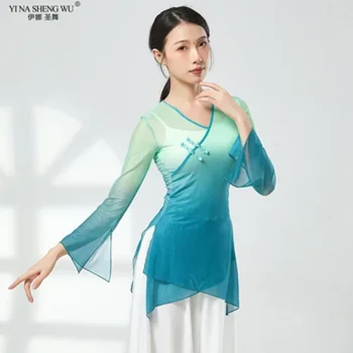 Phong Cách Mới Khiêu Vũ Cổ Điển Quần Áo Màu Sắc Màu Sắc Ngọn Múa Dân Gian Trung Quốc Trang Phục Nữ Gạc Vũ Luyện Tập Quần Áo Cao Cấp