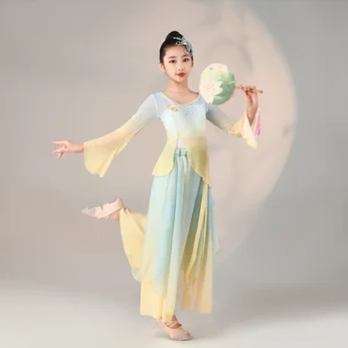 Amantombazane Izingubo Zomdanso Zesizwe SaseShayina Zakudala I-Elegant Hanfu Igqokisa Izingane Isambatho Sabalandeli Bendabuko Somdanso Ingubo Yesiteji sokuSebenza