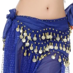 Bauch Danz 128 Mënz Taille Kette indeschen Danz Dräi-Schicht Gold Mënz Taille Handduch Danz Praxis Hip Handduch