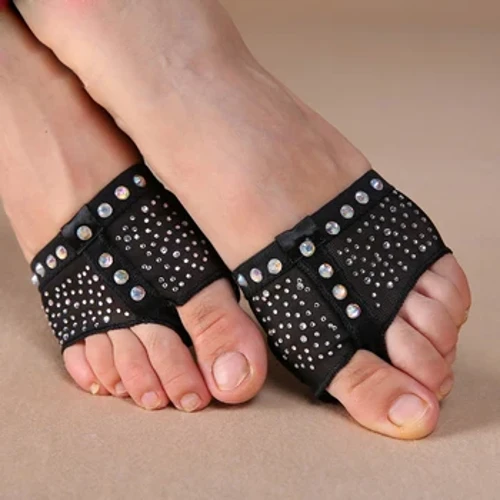 Inlaid Rhinestone Heel Protector Professionelle Ballet Danz Socken 1 Pair Bauch Danz Féiss String Toe Pad Bauch Danz Accessoiren