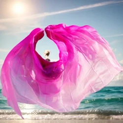Veli di seta personalizzati per danza del ventre Accessori rave di seta Spettacolo teatrale Sfumatura di colore tinto a mano Costumi di velo di seta reale al 100%