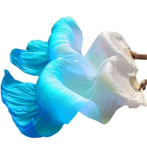 1 Pair Dance Fans Portable Bauch Dance Fan Dance Leeschtung Hochzäit Long Fans Gradient Faarf