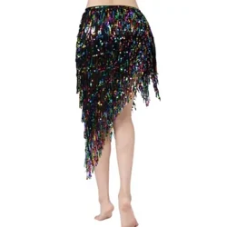 Pembetatu Sequins Bellydance Skirt Belly Dance Long Tassel Hip Scarf Tamasha Mavazi ya Wanawake Dance Vaa Vifaa Mkanda wa Dansi