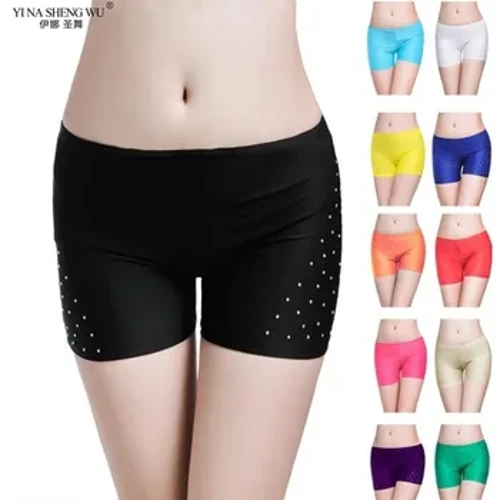 Belly Dance Xavfsizlik Shimlari Ayollar Belly Dance Liboslari Leggings Qattiq mahkamlanadigan Stretch Himoya shimlari olmosli qisqa shimlar