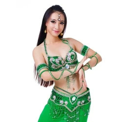 Phụ Nữ Gợi Cảm Múa Bụng Đính Hạt Top Áo Ngực & Thắt Lưng 2 Miếng Múa Bụng Trang Phục Bộ Trang Phục Bộ Nữ Bollywood Dance trang Phục 11 Màu