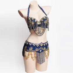 Mavazi Maalum yanayoweza Kubinafsishwa kwa Mikono ya Ngoma ya Tumbo ya Mashariki yenye Shanga ya Bra Belt XL Ukubwa wa siku 20-30