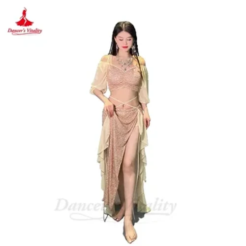 Múa Bụng Trang Phục Bộ Nữ Tay Ngắn + Chia Váy Dài 2 Chiếc Phương Đông Chuyên Nghiệp Bộ Múa Bụng Mặc bộ Trang Phục