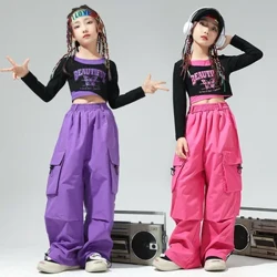 Trẻ em Khiêu Vũ Đường Phố Thời Trang Phù Hợp Với Cô Gái Trình Diễn Jazz Hip-Hop Quần Áo Màu Sắc Phù Hợp Với Quần Ống Rộng Mát Thả Vận Chuyển