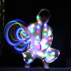 Nyhet Led Luminous Neon Dance Kostyme Sceneforestilling Carniva Club Grand Event Show Musikk Led Street Dance Popping Klær