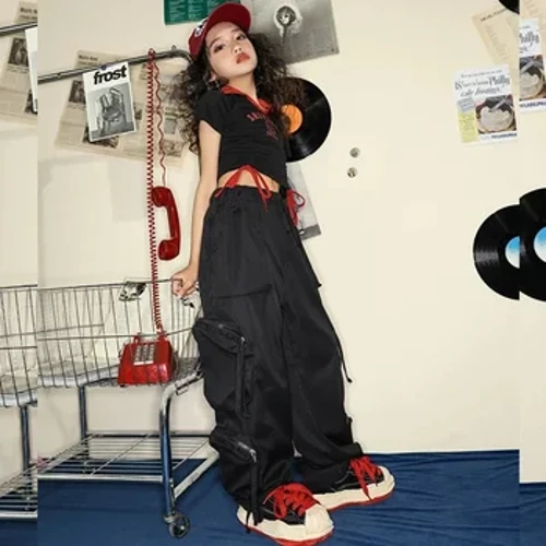 Éadaí Sráide do Chailíní Hip Hop Éadaí do Dhéagóirí Éadaí Barraí Umar T Léine Lasta Pants do Pháistí Rince Snagcheoil Éadaí Céime