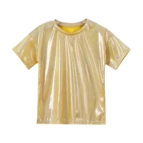I-Kids Girls Boys Jazz Dance Tops Izingubo Zensimbi Ezicwebezelayo Ezidansayo Izikibha ze-Hip-hop ezixekethile ezinemikhono emifushane Izingubo Zomdanso waseSitaladini