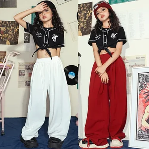 Gyzlar üçin ýumşak hip-hop eşikleri Giň aýakly balaklar, aýakgaply futbolka jaz tansy ajaýyp ýerine ýetiriş tejribe toplumy