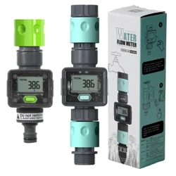 Digital Waasser Flow Meter Schlauch Waasser Meter fir Outdoor Gaart Schlauch, Mooss Konsum a Waasser Flow Taux mat Quick Connectoren