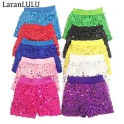 Trẻ Em Co Giãn Quần Short Lưng Cao Kim Sa Lấp Lánh Nhảy Hip Hop Quần Short Cho Bé Gái Quần Short Tập Đi Sân Khấu Trang Phục Quần Áo Sáng Bóng Sparkle Jazz