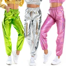 ผู้หญิงไนท์คลับ POLE Dance กางเกง Hip Hop กางเกง DJ เครื่องแต่งกาย Street Dance เวทีสวมใส่ปาร์ตี้ Holographic กางเกงเชียร์ลีดเดอร์หลวม