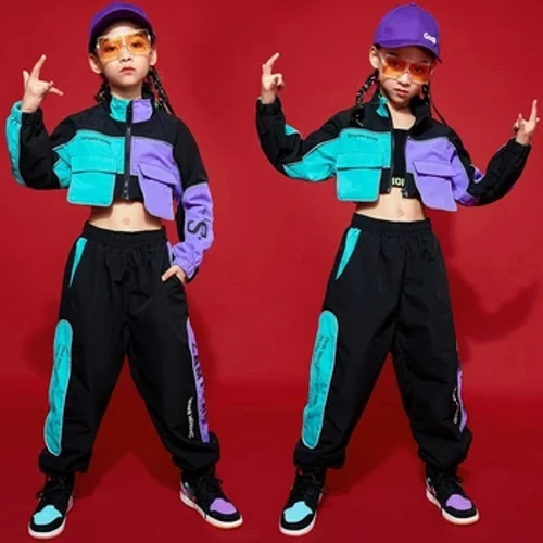 2021 Trẻ Em Hip Hop Quần Áo Bé Gái Jazz Khiêu Vũ Đường Phố Trang Phục Trẻ Em Áo Quần Bộ Phòng Khiêu Vũ Dancewear Giai Đoạn Rave Quần Áo