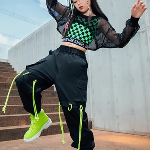I-Hip-Hop Izingane Ezidansa Izingubo Zamantombazane Izingubo Izingubo zeVest Tops ezimfushane I-Cargo Sweatpants Intsha Yesimanje Yezingane 9 10 11 12 13 Years Girls Streetwear