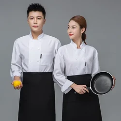 Klassische weiße Kochjacke mit zweireihigem Design für Männer in der Gastronomie, weißer Kochmantel für Männer in Übergrößen