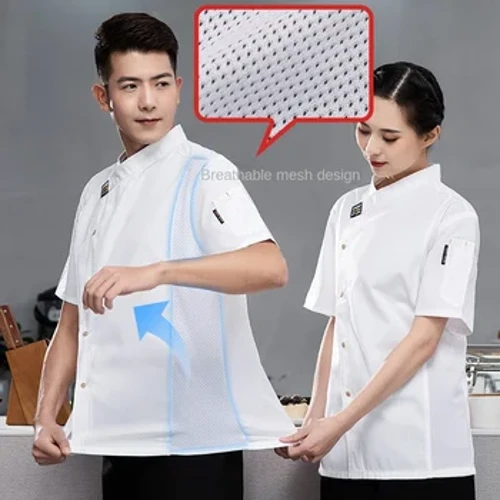 Top-Notch Food Service Short-Sleeved Chef Uniform fir Männer an der Gaaschtfrëndlechkeet Industrie Kichen an Iesszëmmer