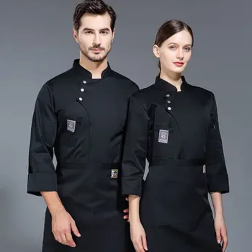 svart kock uniformsjacka långärmad kock T-shirt restaurang Uniform Bakery Food Service Andas ny Matlagningskläder logotyp