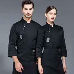 svart kock uniformsjacka långärmad kock T-shirt restaurang Uniform Bakery Food Service Andas ny Matlagningskläder logotyp