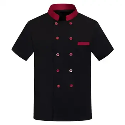 Anti-Pollutioun Chef Uniform Atem Mesh Back Chef Jacket fir Unisex Kichen Hotel Bäckerei Iessen Service Stand Halsband Kuerz