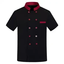 Anti-pollution Chef Uniform Andas Mesh Back Kockjacka för unisex kök Hotell Bageri Matservice Stativ Krage Kort