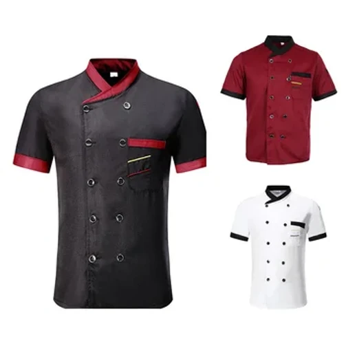 Unisex Männer Kichen Hotel Chef Uniform Bäckerei Iessen Service Cook Kuerzarm Shirt Doppelbreasted Chef Jacket Kleeder