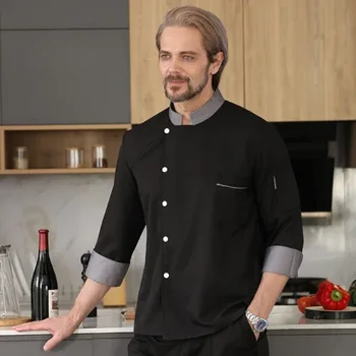 Uniforme de chef de food service para o verão com tecido leve e respirável para cozinha e catering