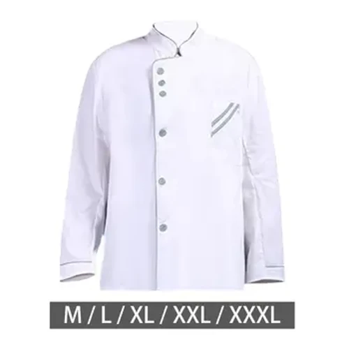 Männer Fraen Chef Mantel Jacket Kachen Kleedung Uniform Laang Hülsen Utility Uniform Aarbechtskleedung fir Hotel Bar Bäckerei Food Service