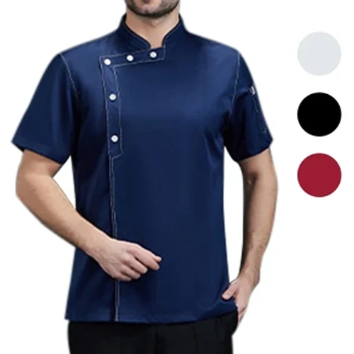Jachetă de bucătar cu mânecă scurtă de vară, salopetă de bucătar respirabilă, pentru restaurant, bucatarie, haine de lucru, uniforme pentru chelner