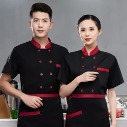 Uniforme da chef unisex da cucina per panetteria, servizio di ristorazione, abito da chef in rete, colletto alla coreana, camicia da chef a maniche corte