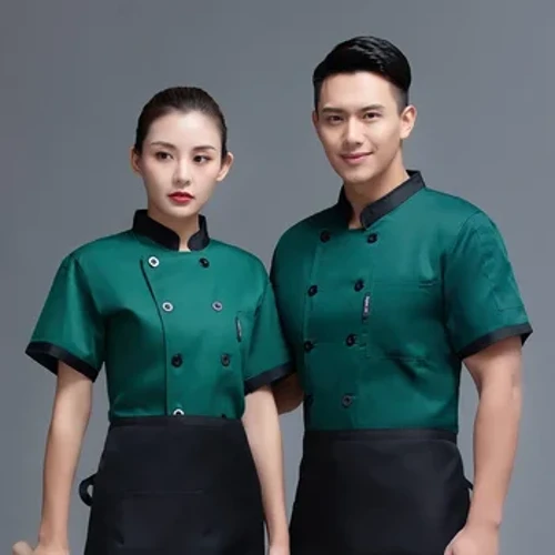 Bán Buôn Unisex Nhà Hàng Đồng Phục Làm Bánh Dịch Vụ Thực Phẩm Tay Ngắn Thoáng Khí Đôi Mới Đồng Phục Đầu Bếp Quần Áo Nấu Ăn