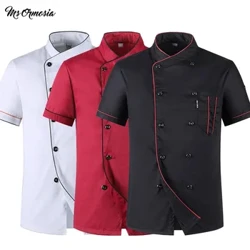 Mânecă scurtă Restaurant Bucătar Bucătărie Uniforme de lucru Sushi dublu piept Brutărie Cafenea Ospătar Catering Food Service Jachete șorțuri