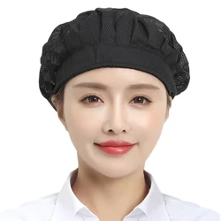 Itim na Adjustable Food Service Net Hat Mga Sumbrero sa Trabaho sa Kusina Canteen Restaurant Cook Caps Bakery Baking Workshop Breathable Work Cap