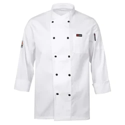Herr Dammatservice Kockjacka Kök Uniform Cross-Over krage Kockrock Långärmad Café Bageri Restaurang Arbetskläder