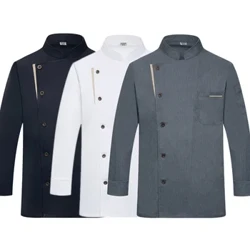 Hotell långärmad kockrock T-shirt kock uniform jacka restaurang kock rock Bageri Mat Service Andas Matlagningskläder logotyp