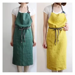 Højkvalitets koreansk forklæde linned stof enkel mode kunst tjener print blomstermaleri overalls