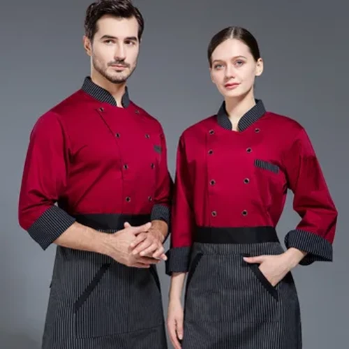 Aşpez penjek Gysga ýeňli gara ak erkek aýallar aşhana aşpez palto Unisex restoran ofisiant formasy