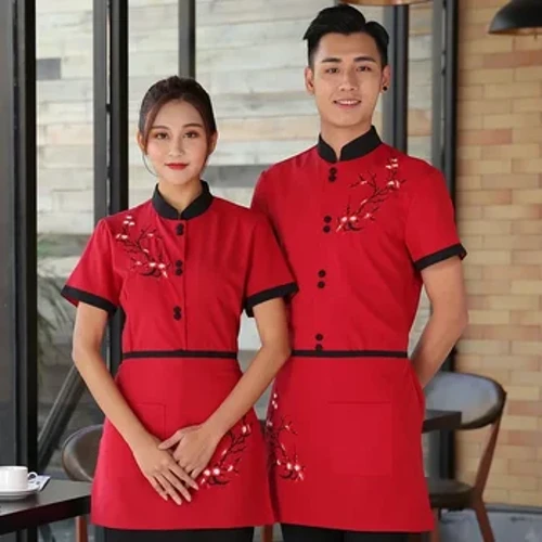 Nhân viên phục vụ Quần áo làm việc Tay ngắn mùa hè Đồng phục bồi bàn Phục vụ khách sạn Thức ăn nhanh Cửa hàng cà phê Quần áo bảo hộ lao động Quần áo khách sạn phương Tây