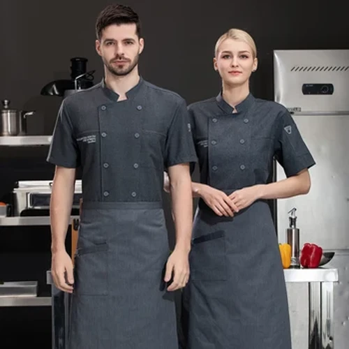 Jachetă de bucătar pentru bărbați, femei, cămașă cu mânecă scurtă pentru bucătar, pizza, restaurant, uniformă pentru chelner, îmbrăcăminte de bucătărie, îmbrăcăminte de lucru pentru catering