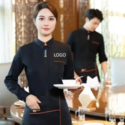 Kvinners hotellkostyme Rengjøring Servitør Rengjøring Arbeidsuniformer Klær Restaurant Oppvaskmaskin Skjorte Personal Pedikyr Print Logo
