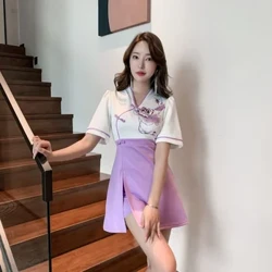 Mulher roupas de trabalho camisa saia curta terno hotel garçom salão beleza spa massagem prego café pé banho técnico macacão uniforme