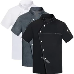 Unisex Áo khoác đầu bếp tay ngắn Nhà bếp nấu áo khoác Nhà hàng Trung Quốc Đồng phục bồi bàn hàng đầu