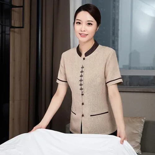 Serviciu de curățenie hotel uniformă vară cameră de oaspeți chelner haine de lucru cu mâneci scurte curățenie proprietăți PA uniformă mătușă