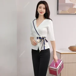 Thẩm Mỹ Viện Spa Đồng Phục Cho Người Phụ Nữ Nhà Hàng Bồi Bàn Quần Áo Thẩm Mỹ Bàn Khách sạn Massage Mỹ Nhân Làm Việc Bộ Trang Phục In Logo